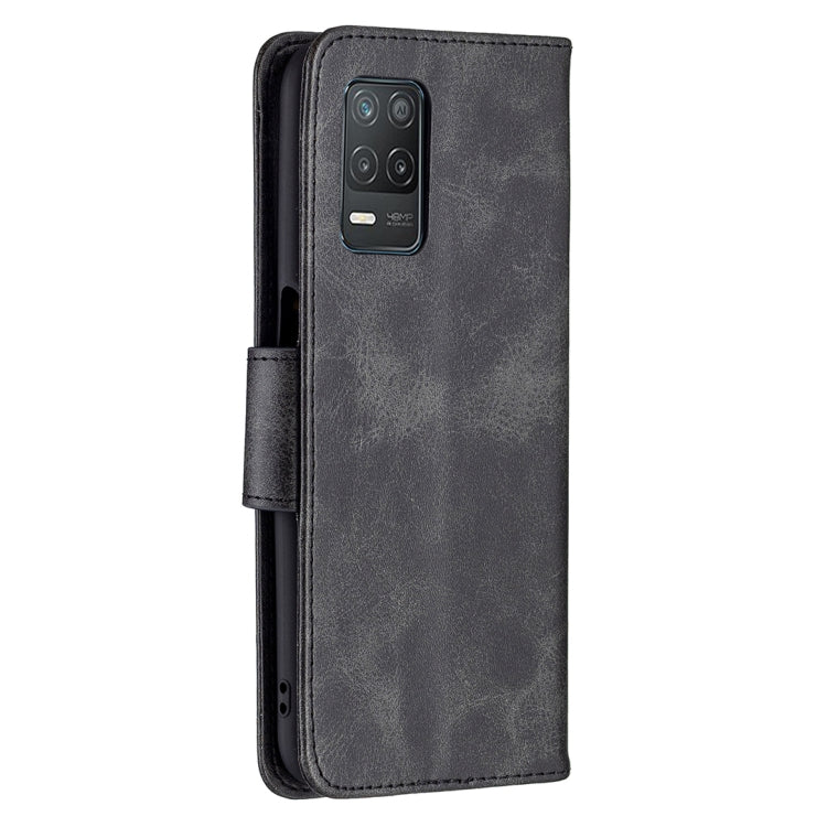 For OPPO Realme 8 5G/Realme V13 5G Retro Lambskin Texture Pure Color Horizontal Flip PU Leather Case with Holder & Card Slots & Wallet & Lanyard(Black) - Realme Cases by buy2fix | Online Shopping UK | buy2fix