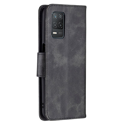 For OPPO Realme 8 5G/Realme V13 5G Retro Lambskin Texture Pure Color Horizontal Flip PU Leather Case with Holder & Card Slots & Wallet & Lanyard(Black) - Realme Cases by buy2fix | Online Shopping UK | buy2fix