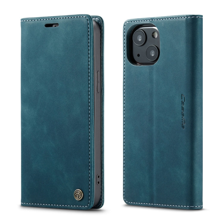 For iPhone 13 CaseMe-013 Multifunctional Retro Frosted Horizontal Flip Leather Case with Card Slot & Holder & Wallet(Blue) - iPhone 13 Cases by CaseMe | Online Shopping UK | buy2fix