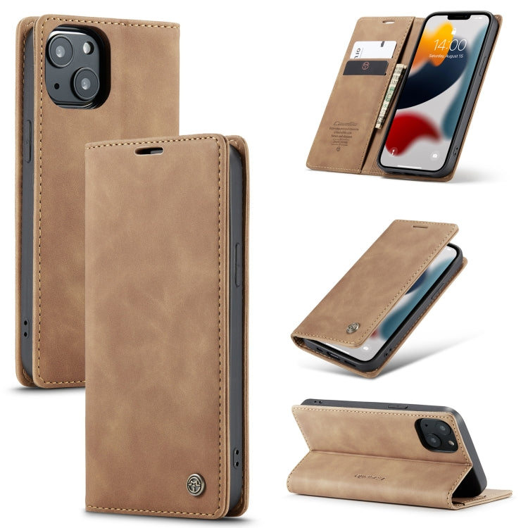 For iPhone 13 CaseMe-013 Multifunctional Retro Frosted Horizontal Flip Leather Case with Card Slot & Holder & Wallet(Brown) - iPhone 13 Cases by CaseMe | Online Shopping UK | buy2fix