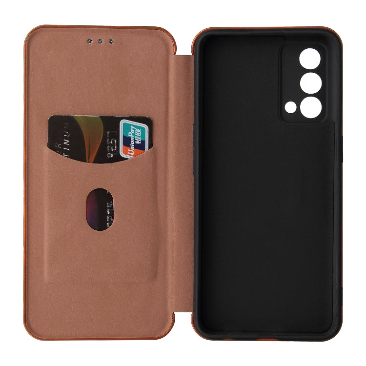 Carbon Fiber Texture Horizontal Flip TPU + PC + PU Leather Case with Card Slot For OPPO Realme GT Master(Brown) - Realme Cases by buy2fix | Online Shopping UK | buy2fix