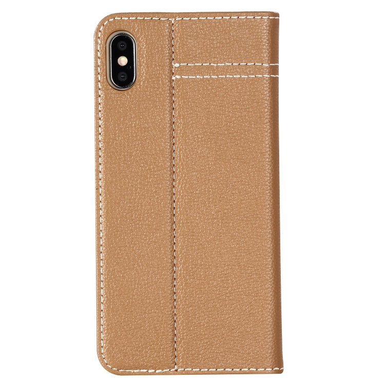 For iPhone XS / X GEBEI Top-grain Leather Horizontal Flip Protective Case with Holder & Card Slots(Khaki) - More iPhone Cases by GEBEI | Online Shopping UK | buy2fix