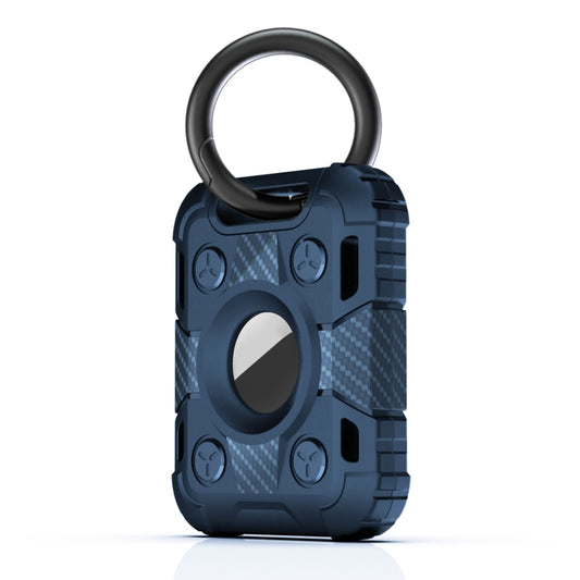 Tank Armor Anti-scratch Shockproof Carbon Fiber TPU Protective Cover Case with Keychain Ring Loop For AirTag(Dark Blue) - Key Chain Series by buy2fix | Online Shopping UK | buy2fix