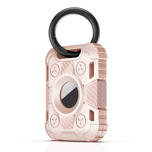 Tank Armor Anti-scratch Shockproof Carbon Fiber TPU Protective Cover Case with Keychain Ring Loop For AirTag(Pink) - Key Chain Series by buy2fix | Online Shopping UK | buy2fix