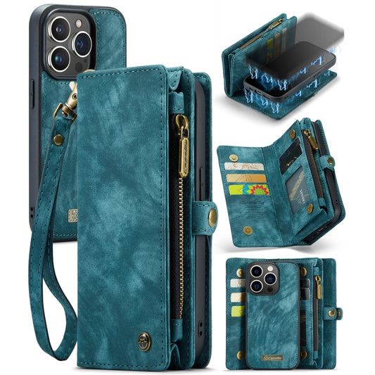 For iPhone 13 Pro Max CaseMe-008 Detachable Multifunctional Horizontal Flip Leather Case with Card Slot & Holder & Zipper Wallet & Photo Frame (Blue) - iPhone 13 Pro Max Cases by CaseMe | Online Shopping UK | buy2fix