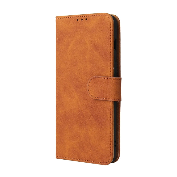 For OnePlus Nord 2 5G Solid Color Skin Feel Magnetic Buckle Horizontal Flip Calf Texture PU Leather Case with Holder & Card Slots & Wallet(Brown) - OnePlus Cases by buy2fix | Online Shopping UK | buy2fix