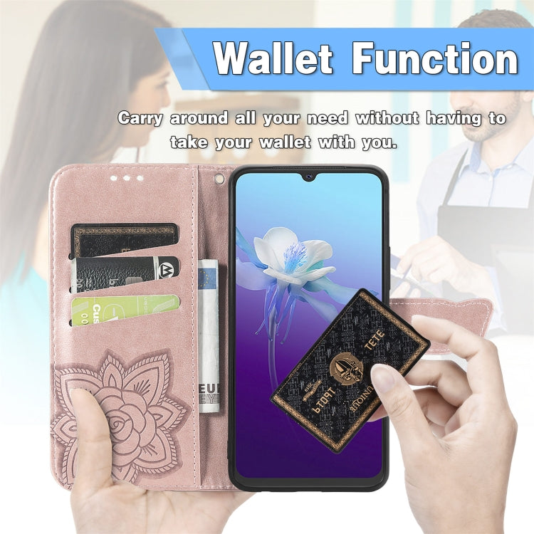 Butterfly Love Flowers Embossed Horizontal Flip Leather Case with Holder & Card Slots & Wallet & Lanyard For vivo V20 2021(Rose Gold) - vivo Cases by buy2fix | Online Shopping UK | buy2fix
