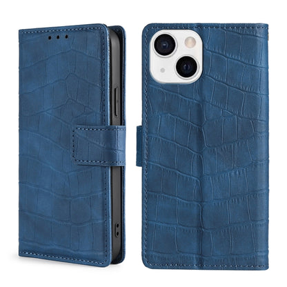 For iPhone 13 Skin Feel Crocodile Texture Magnetic Clasp Horizontal Flip PU Leather Case with Holder & Card Slots & Wallet(Blue) - iPhone 13 Cases by buy2fix | Online Shopping UK | buy2fix