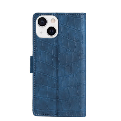 For iPhone 13 Skin Feel Crocodile Texture Magnetic Clasp Horizontal Flip PU Leather Case with Holder & Card Slots & Wallet(Blue) - iPhone 13 Cases by buy2fix | Online Shopping UK | buy2fix