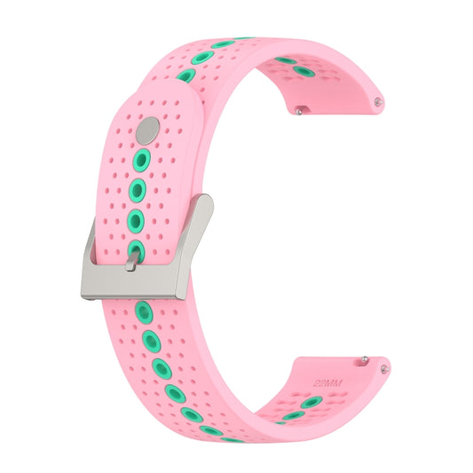 22mm Universal Colorful Hole Silicone Watch Band(Pink Mint Green) - Watch Bands by buy2fix | Online Shopping UK | buy2fix