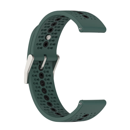 22mm Universal Colorful Hole Silicone Watch Band(Olive Green Black) - Watch Bands by buy2fix | Online Shopping UK | buy2fix