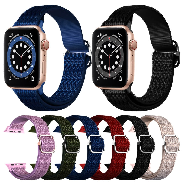 Adjustable Rhombic Texture Elastic Watch Band For Apple Watch Ultra 49mm&Watch Ultra 2 49mm / Series 9&8&7 45mm / SE 3&SE 2&6&SE&5&4 44mm / 3&2&1 42mm(Pink) - Watch Bands by buy2fix | Online Shopping UK | buy2fix