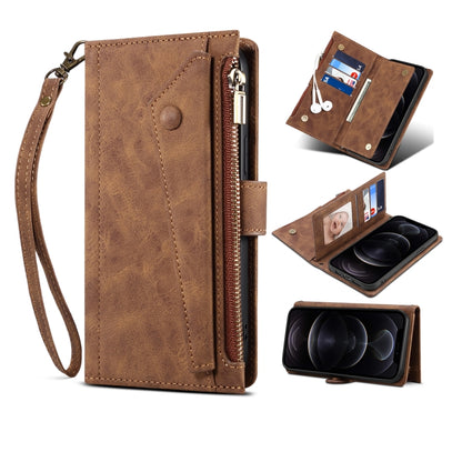 Retro Frosted Horizontal Flip Leather Case with Holder & Card Slot & Wallet & Zipper Pocket & Lanyard For iPhone 11 Pro Max(Brown) - iPhone 11 Pro Max Cases by buy2fix | Online Shopping UK | buy2fix