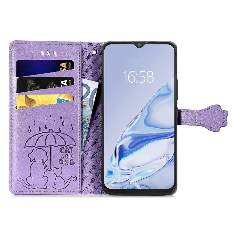 For CUBOT Note 20 Lovely Cat and Dog Embossing Pattern Horizontal Flip Leather Case , with Holder & Card Slots & Wallet & Cartoon Clasp & Lanyard(Purple) - More Brand by buy2fix | Online Shopping UK | buy2fix