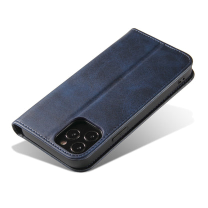 For iPhone 13 Calf Texture Magnetic Horizontal Flip Leather Case with Holder & Card Slots & Wallet(Blue) - iPhone 13 Cases by buy2fix | Online Shopping UK | buy2fix