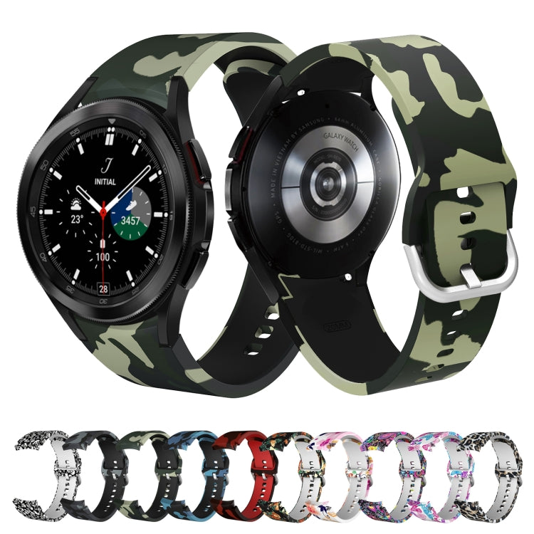 For Samsung Galaxy Watch4 / Watch4 Classic Silicone Printing Watch Band(Camouflage Blue) - Watch Bands by buy2fix | Online Shopping UK | buy2fix