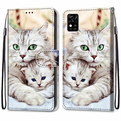 For ZTE Blade A31 Coloured Drawing Cross Texture Horizontal Flip PU Leather Case with Holder & Card Slots & Wallet & Lanyard(Big Cat Holding Kitten) - ZTE Cases by buy2fix | Online Shopping UK | buy2fix