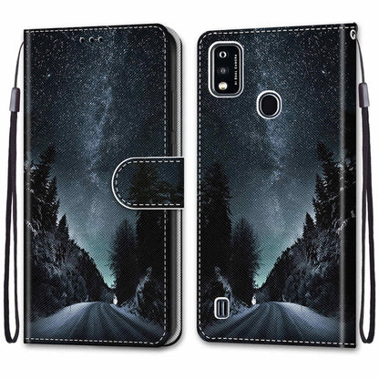 For ZTE Blade A51 Coloured Drawing Cross Texture Horizontal Flip PU Leather Case with Holder & Card Slots & Wallet & Lanyard(Mountain Road Starry Sky) - ZTE Cases by buy2fix | Online Shopping UK | buy2fix