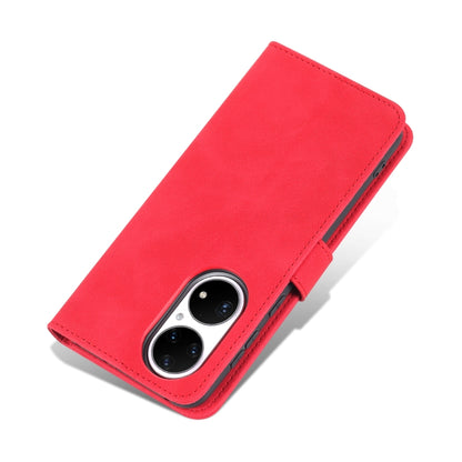 For Huawei P50 Pro AZNS Skin Feel Calf Texture Horizontal Flip Leather Case with Card Slots & Holder & Wallet(Red) - Huawei Cases by AZNS | Online Shopping UK | buy2fix