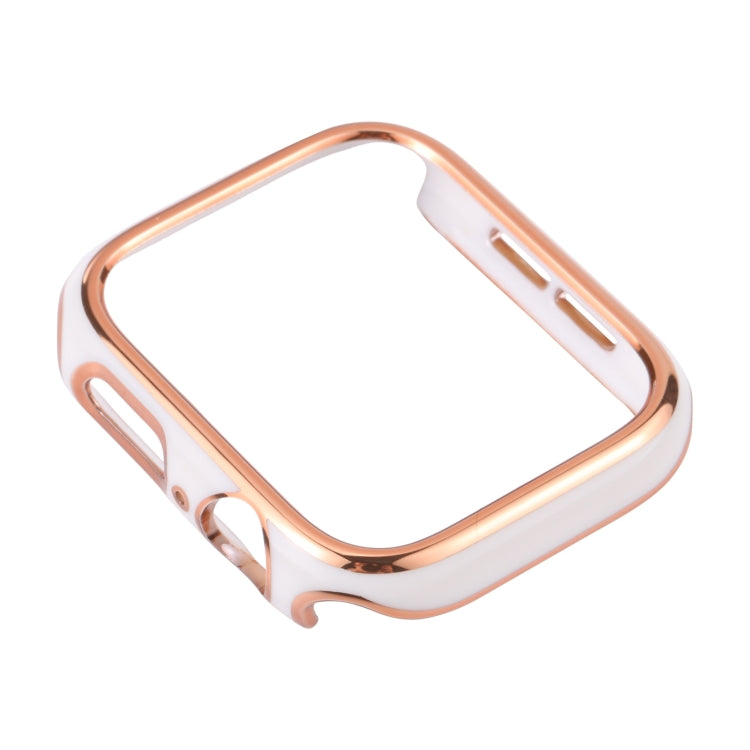 Dual-color Electroplating PC Protective Watch Case For Apple Watch Series 7 & 6 & SE & 5 & 4 40mm(Rose Gold Edge + White Background) - Watch Cases by buy2fix | Online Shopping UK | buy2fix