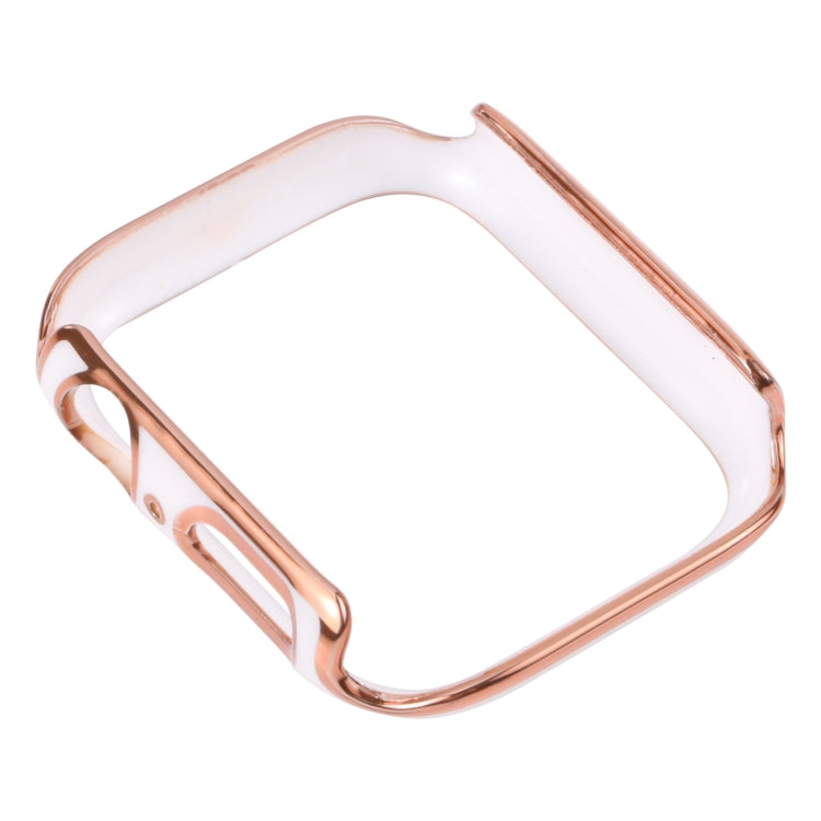 Dual-color Electroplating PC Protective Watch Case For Apple Watch Series 7 & 6 & SE & 5 & 4 40mm(Rose Gold Edge + White Background) - Watch Cases by buy2fix | Online Shopping UK | buy2fix