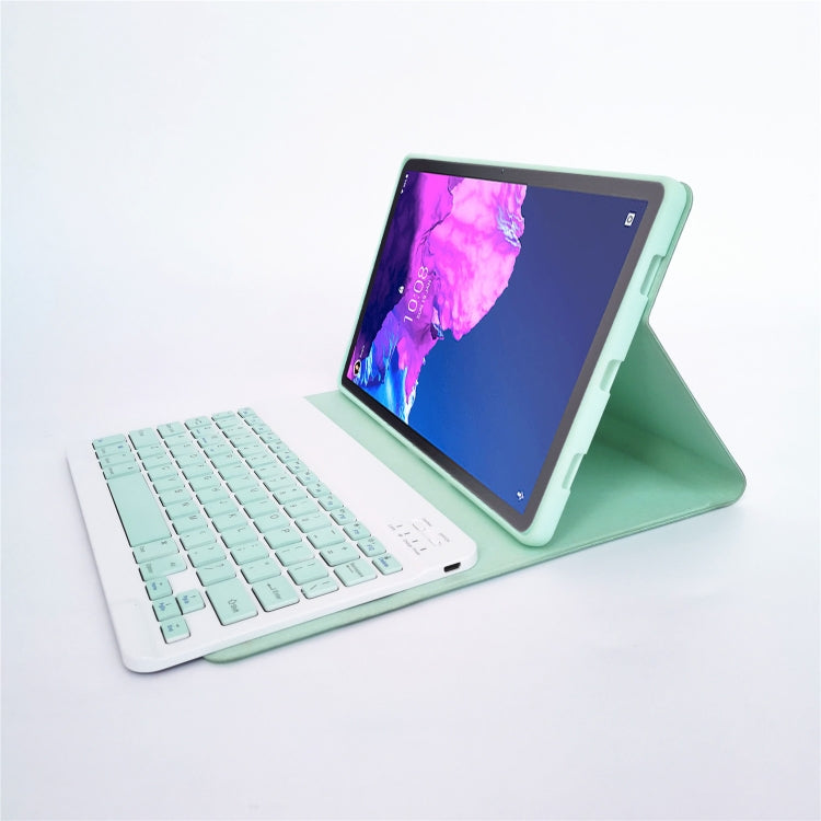 For Lenovo Pad Tab P11 11 inch TB-J606F LX110 Solid Color Detachable Square Keycap Bluetooth Keyboard Leather Tablet Case with Stand(Green) - Lenovo Keyboard by buy2fix | Online Shopping UK | buy2fix