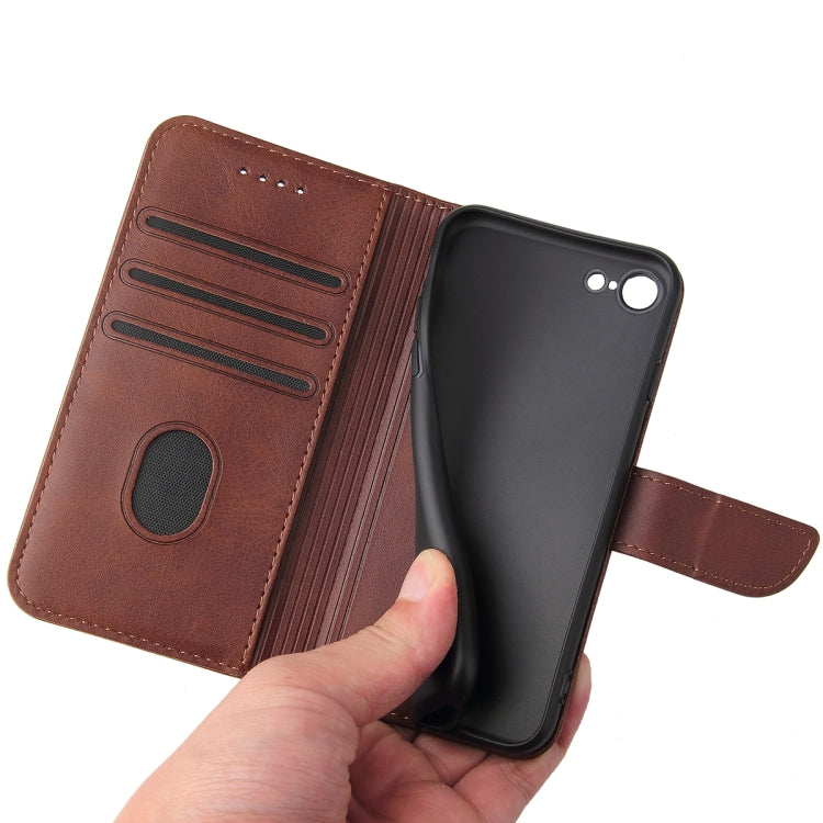 For iPhone SE 2022 / SE 2020 / 8 / 7 Calf Texture Buckle Horizontal Flip Leather Case with Holder & Card Slots & Wallet(Brown) - iPhone SE 2022 / 2020 / 8 / 7 Cases by buy2fix | Online Shopping UK | buy2fix