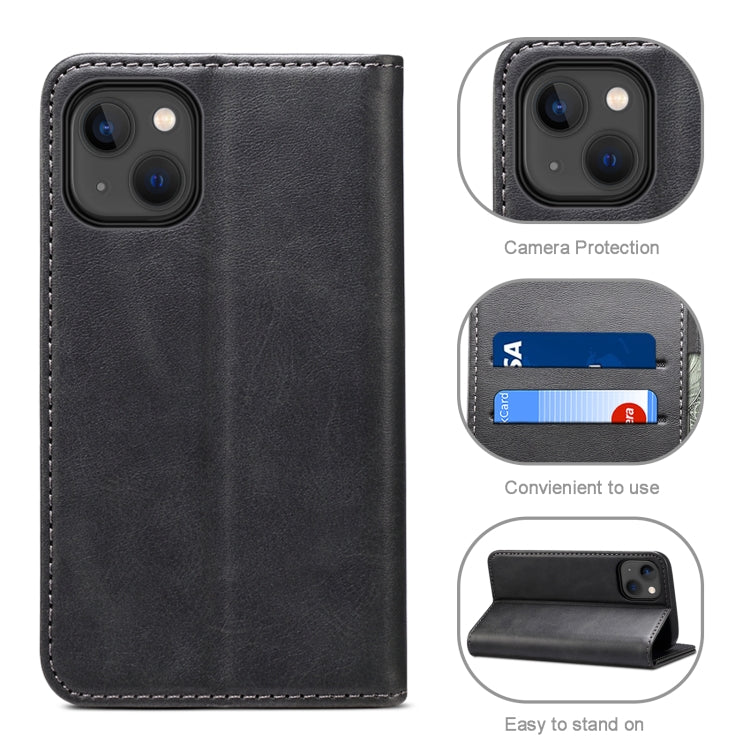 For iPhone 13 Calf Texture Horizontal Flip Leather Case with Holder & Card Slots & Wallet(Black) - iPhone 13 Cases by buy2fix | Online Shopping UK | buy2fix