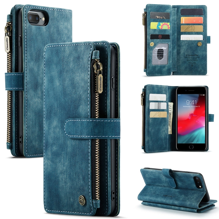 CaseMe-C30 PU + TPU Multifunctional Horizontal Flip Leather Case with Holder & Card Slot & Wallet & Zipper Pocket For iPhone 8 Plus & 7 Plus & 6 Plus(Blue) - More iPhone Cases by CaseMe | Online Shopping UK | buy2fix