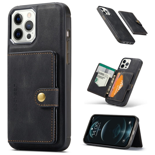 For iPhone 13 JEEHOOD Retro Magnetic Detachable Protective Case with Wallet & Card Slot & Holder(Black) - iPhone 13 Cases by JEEHOOD | Online Shopping UK | buy2fix