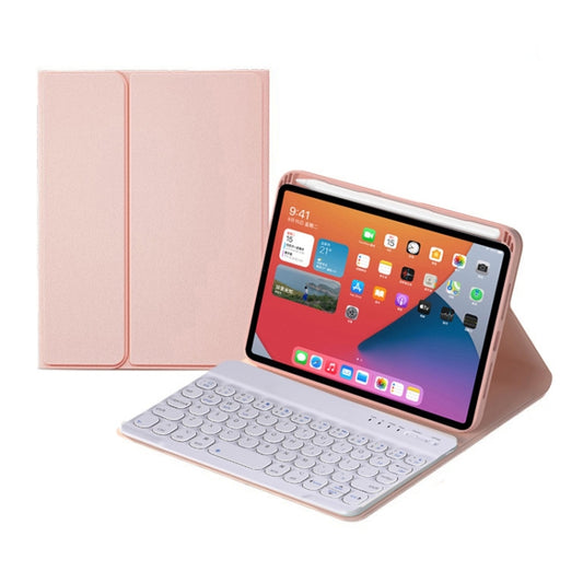 HY006 Round Keys Detachable Bluetooth Keyboard Leather Tablet Case with Holder for iPad mini 6(Pink) - For iPad mini by buy2fix | Online Shopping UK | buy2fix