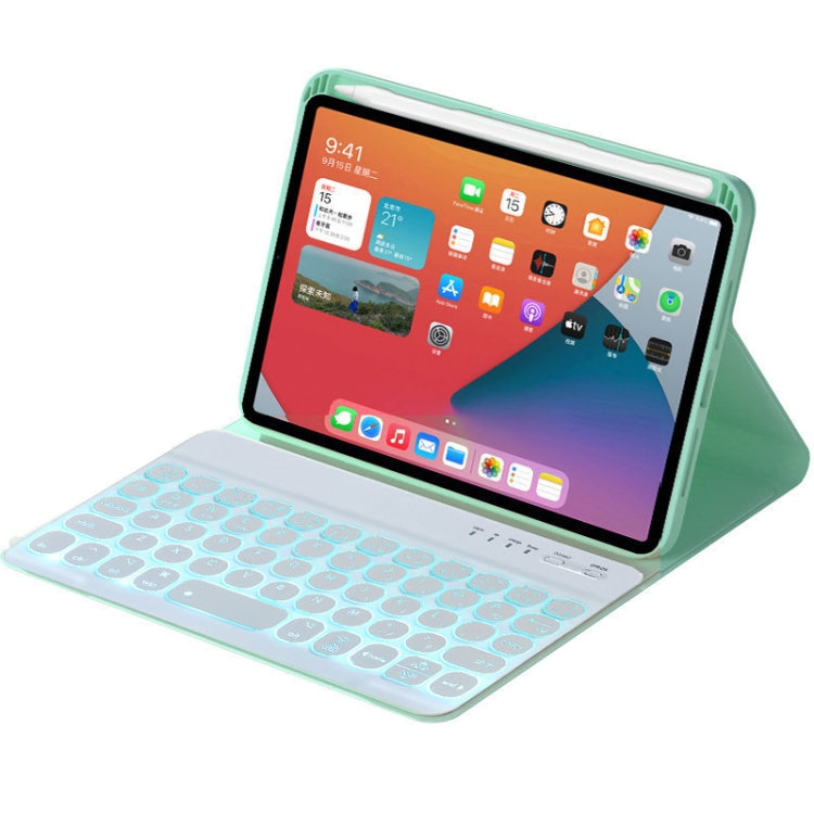 HY006D Round Keys Detachable Bluetooth Keyboard Leather Tablet Case with Colorful Backlight & Holder for iPad mini 6(Mint Green) - For iPad mini by buy2fix | Online Shopping UK | buy2fix