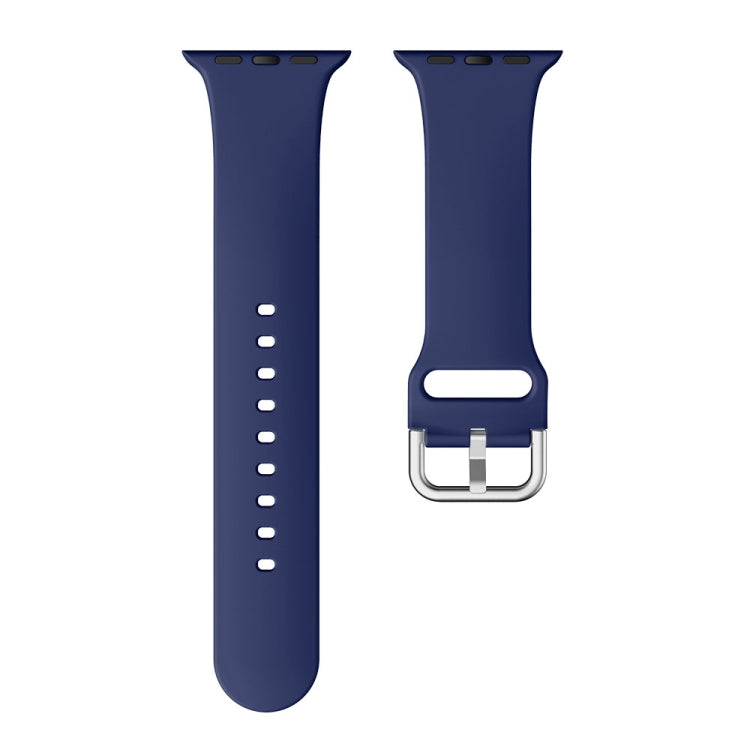 Single-color Silicone Buckle Strap Watch Band For Apple Watch Ultra 49mm&Watch Ultra 2 49mm / Series 9&8&7 45mm / SE 3&SE 2&6&SE&5&4 44mm / 3&2&1 42mm(Midnight Blue) - Watch Bands by buy2fix | Online Shopping UK | buy2fix