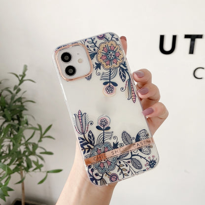 For iPhone 13 High Translucent Electroplating Flower Pattern TPU + PC Shockproof Case(Po-phase Flowers) - iPhone 13 Cases by buy2fix | Online Shopping UK | buy2fix