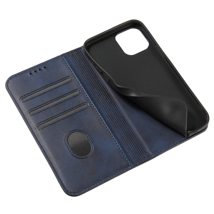 For iPhone 12 / 12 Pro Calf Texture Magnetic Horizontal Flip Leather Case with Holder & Card Slots & Wallet(Blue) - iPhone 12 / 12 Pro Cases by buy2fix | Online Shopping UK | buy2fix