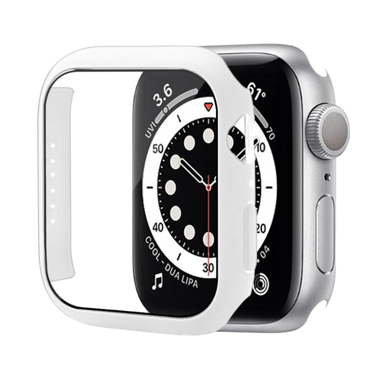 Shockproof PC Protective Case with Tempered Glass Film For Apple Watch Series 8 / 7 41mm(White) - Watch Cases by buy2fix | Online Shopping UK | buy2fix