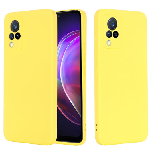 For vivo V21 5G / 4G Solid Color Liquid Silicone Shockproof Full Coverage Protective Case(Yellow) - vivo Cases by buy2fix | Online Shopping UK | buy2fix
