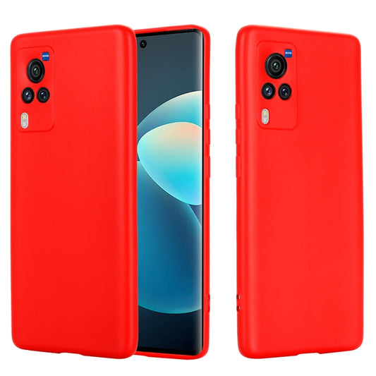 For vivo X60 Pro 5G Foreign Version Solid Color Liquid Silicone Shockproof Full Coverage Protective Case(Red) - vivo Cases by buy2fix | Online Shopping UK | buy2fix