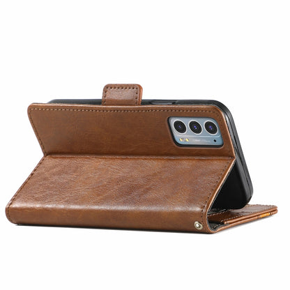 For Motorola Edge 20 CaseNeo Business Splicing Dual Magnetic Buckle Horizontal Flip PU Leather Case with Holder & Card Slots & Wallet(Brown) - Motorola Cases by buy2fix | Online Shopping UK | buy2fix
