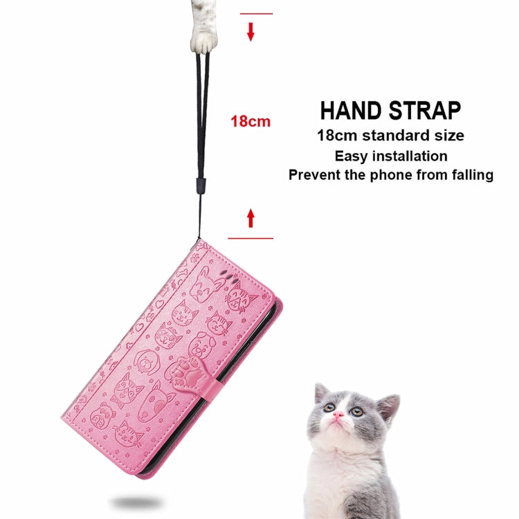 For Motorola Moto Edge 20 Lovely Cat and Dog Embossing Pattern Horizontal Flip Leather Case , with Holder & Card Slots & Wallet & Cartoon Clasp & Lanyard(Pink) - Motorola Cases by buy2fix | Online Shopping UK | buy2fix