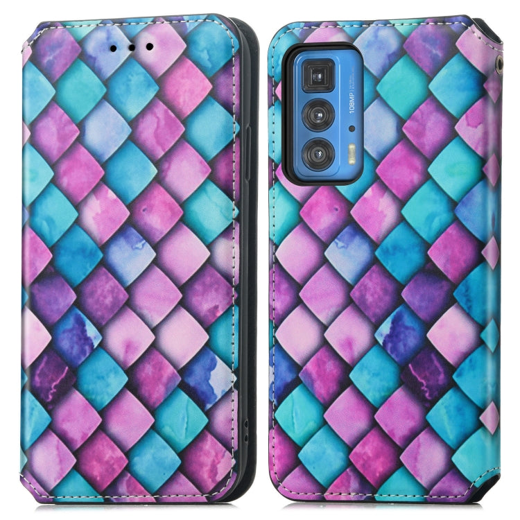 For Motorola Edge 20 Pro Colorful Magnetic Horizontal Flip PU Leather Case with Holder & Card Slot & Wallet(Purple Scales) - Motorola Cases by buy2fix | Online Shopping UK | buy2fix