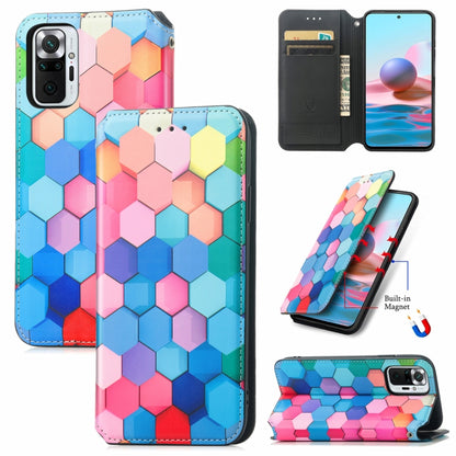 For Xiaomi Redmi Note 10 Pro Colorful Magnetic Horizontal Flip PU Leather Case with Holder & Card Slot & Wallet(Colorful Cube) - Xiaomi Cases by buy2fix | Online Shopping UK | buy2fix