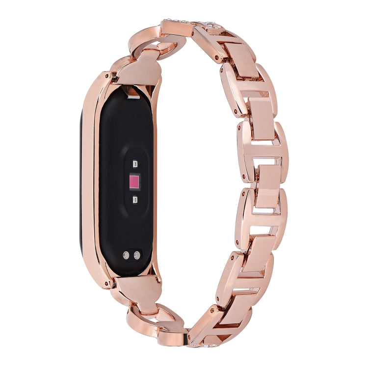 For Xiaomi Mi Band 4 / 3 8-shaped Diamond Alloy Watch Band(Rose Gold) - Watch Bands by buy2fix | Online Shopping UK | buy2fix