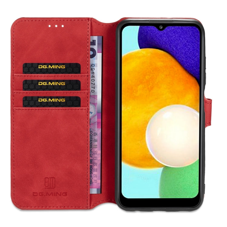 For Samsung Galaxy A03s 166mm DG.MING Retro Oil Side Horizontal Flip Leather Case with Holder & Card Slots & Wallet(Red) - Galaxy Phone Cases by DG.MING | Online Shopping UK | buy2fix