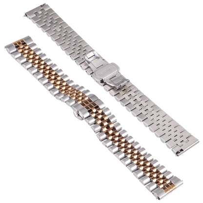 20mm Five-bead Stainless Steel Watch Band(Silver Rose Gold) - 20mm Bands by buy2fix | Online Shopping UK | buy2fix