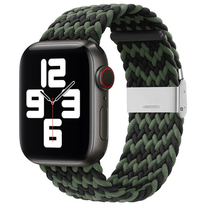 Nylon Braid One Buckle Watch Band For Apple Watch Series 9&8&7 41mm / SE 3&SE 2&6&SE&5&4 40mm / 3&2&1 38mm(W Black Green) - Watch Bands by buy2fix | Online Shopping UK | buy2fix