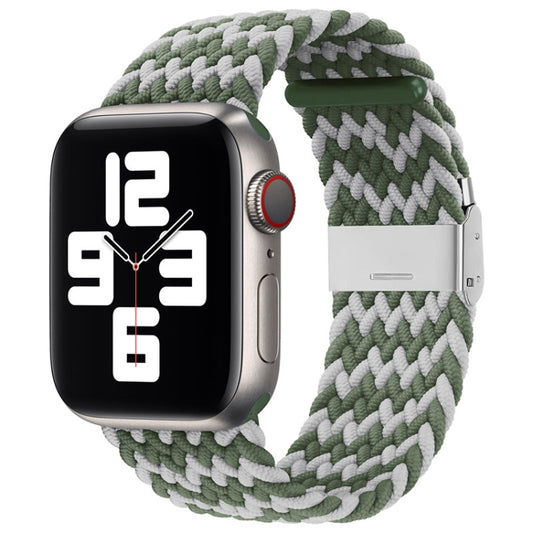 Nylon Braid One Buckle Watch Band For Apple Watch Ultra 49mm&Watch Ultra 2 49mm / Series 9&8&7 45mm / SE 3&SE 2&6&SE&5&4 44mm / 3&2&1 42mm(W Green Grey) - Watch Bands by buy2fix | Online Shopping UK | buy2fix