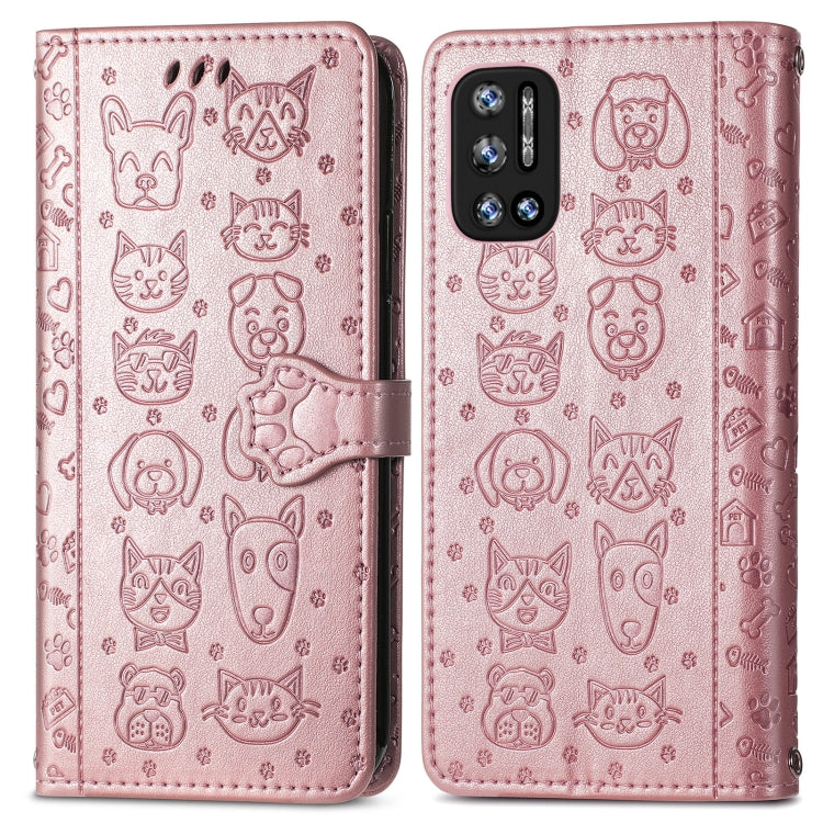For Doogee N40 Pro Cat and Dog Embossed Horizontal Flip Phone Leather Case with Holder & Card Slot & Wallet & Lanyard(Rose Gold) - More Brand by buy2fix | Online Shopping UK | buy2fix