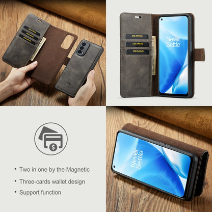 For OnePlus Nord 2 5G DG.MING Crazy Horse Texture Flip Detachable Magnetic Leather Case with Holder & Card Slots & Wallet(Grey) - OnePlus Cases by DG.MING | Online Shopping UK | buy2fix