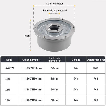 18W Landscape Ring LED Aluminum Alloy Underwater Fountain Light(White Light) - Underwater Lights by buy2fix | Online Shopping UK | buy2fix